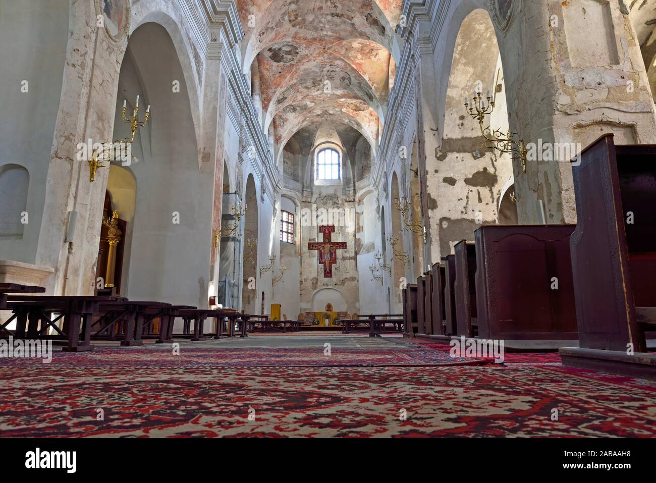 restoration of frescoes in the Assumption church, Traku street, Old Town, Vilnius, Lithuania, Europe. Stock Photo