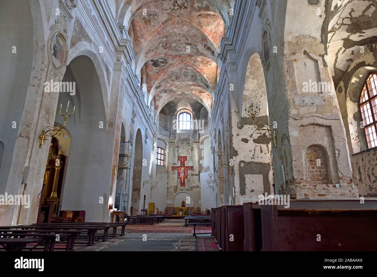 restoration of frescoes in the Assumption church, Traku street, Old Town, Vilnius, Lithuania, Europe. Stock Photo