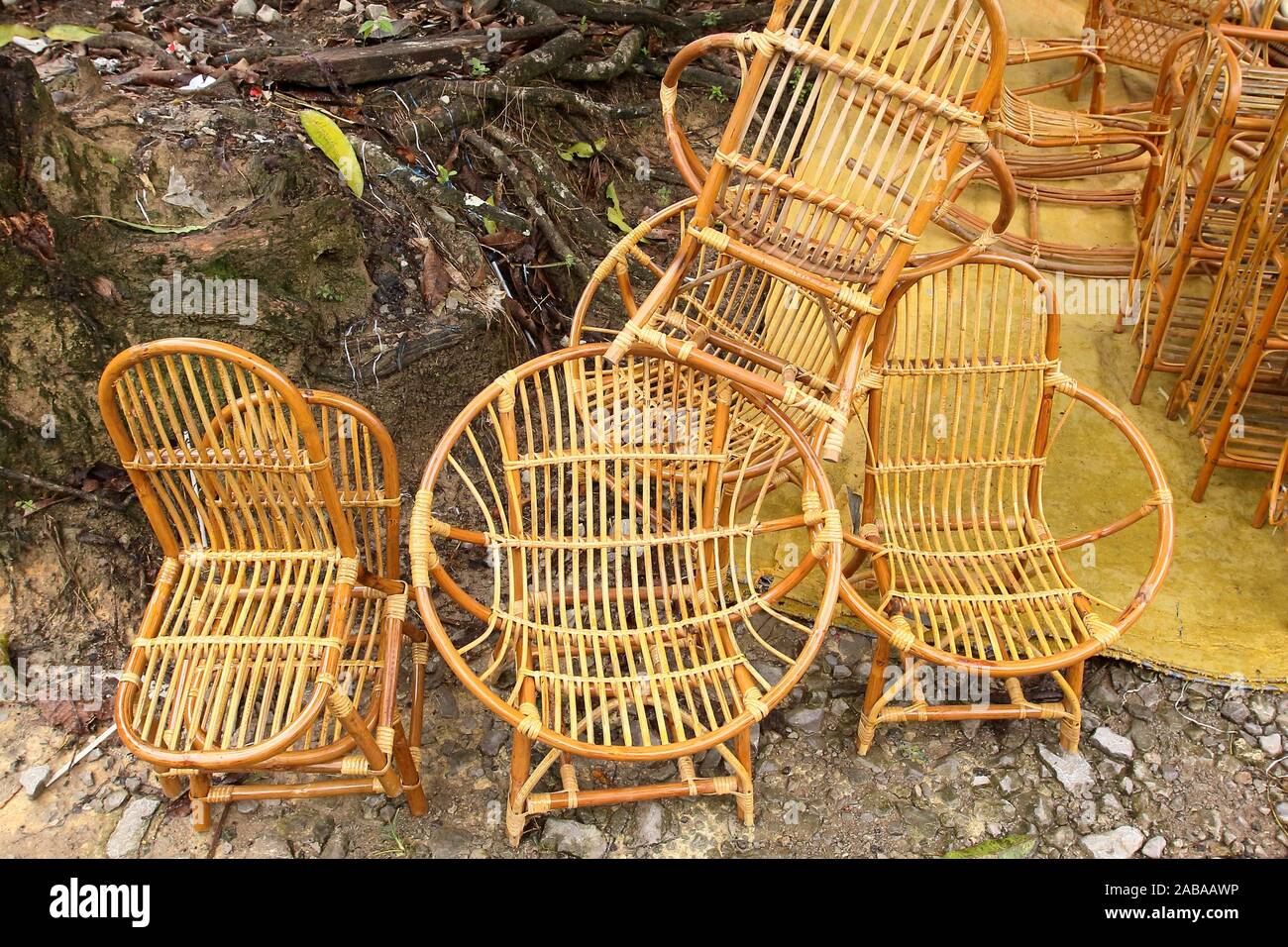 Rattan baskets, rattan product at serikin Local market, Hawker stalls