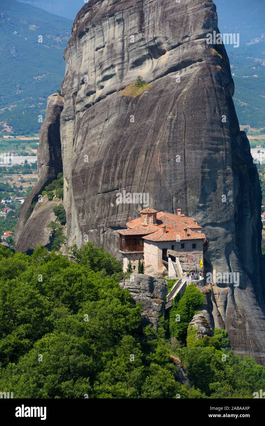 Holy Monastery of Rousanou, Meteora, UNESCO World Heritage Site, Thessaly, Greece Stock Photo