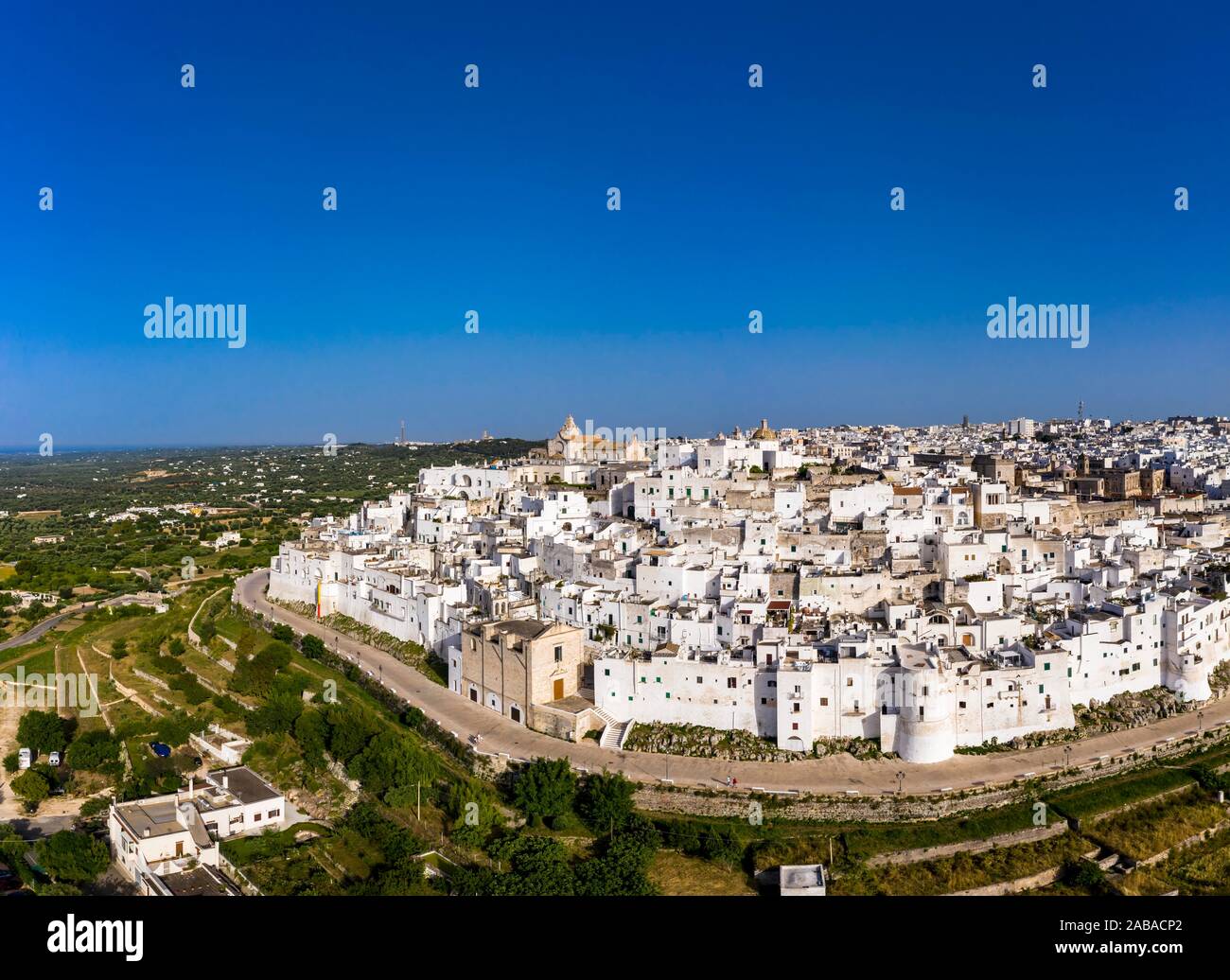Aerial view, mountain village Ostuni, region Brindisi, Apulia, Italy Stock Photo