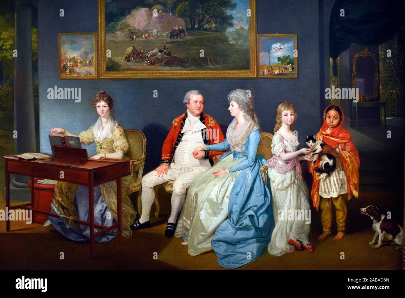Colonel Blair with his Family and an Indian Ayah, 1786, oil on canvas,painting by Johan Zoffany (1733-1810). Stock Photo