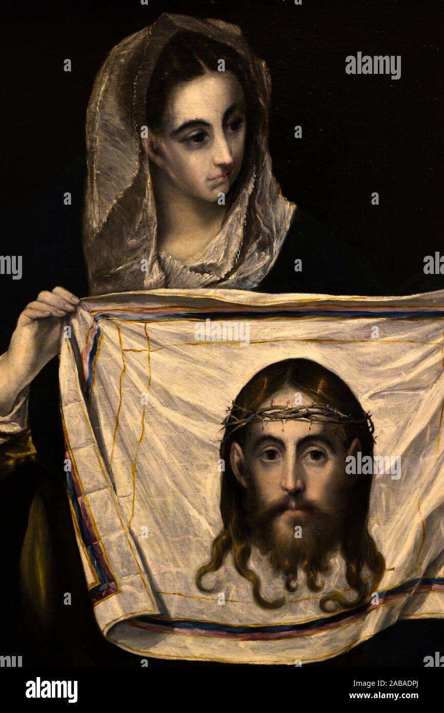 The Veil of Saint Veronica, 1586-1595, oil on canvas, El Greco (Domenikos Theotokopulos), The Prado Museum, Spain, Europe. Stock Photo