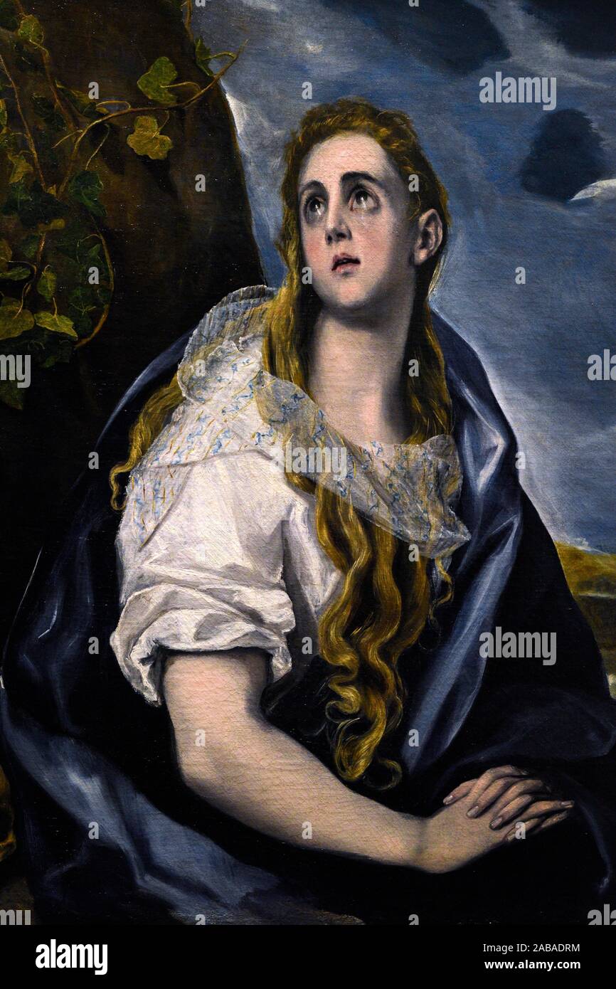 The Repentent Magdalen, about 1577, oil on canvas by the artist El Greco, Domenikos Theotokopoulos, Worcester art museum. Stock Photo