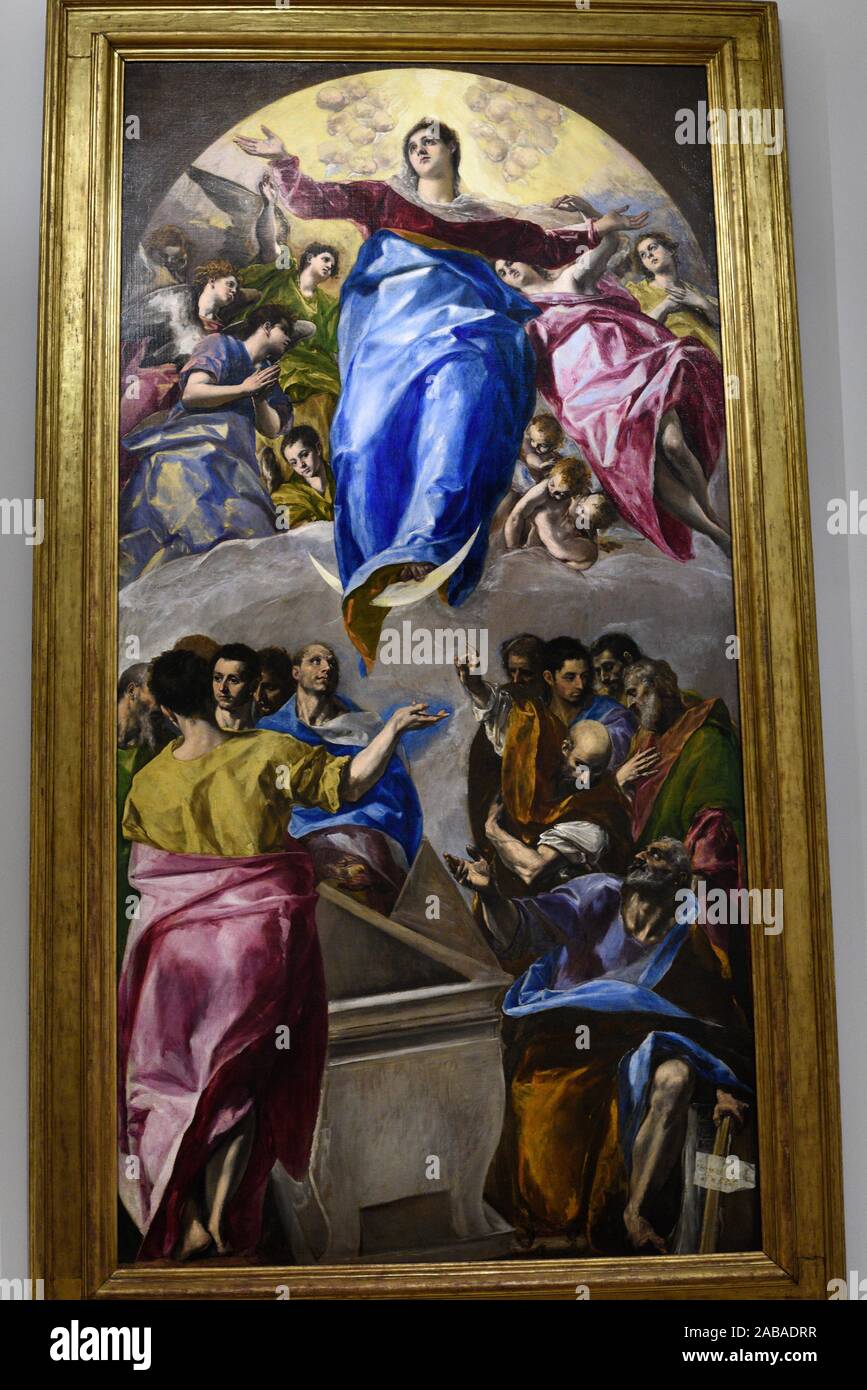 The Assumption of the Virgin, painting by El Greco, oil on canvas, 1577-1579, Art Institute of Chicago, USA. Stock Photo