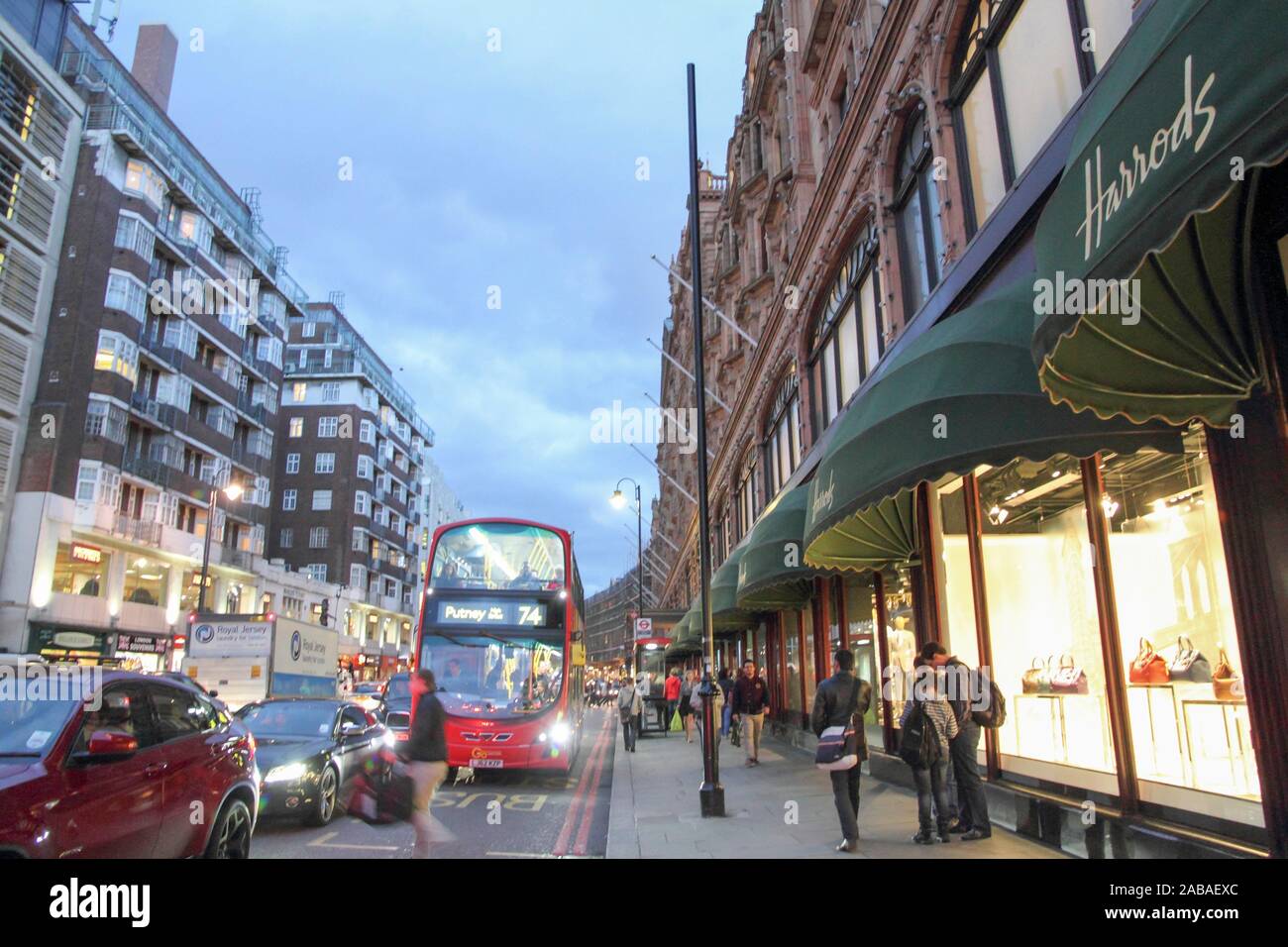 Brompton road at night London UK Stock Photo Alamy