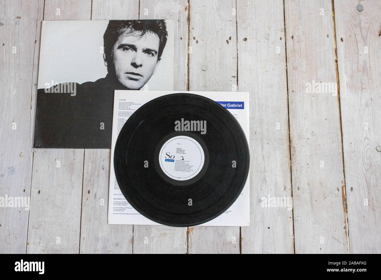 On vinyl Peter Gabriel's 1986 album So Stock Photo