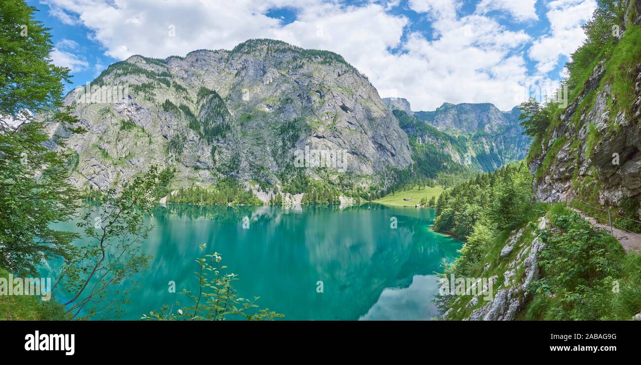 Landscape of the Obersee lake, Berchtesgadener Land, Bavaria, Germany, Europe Stock Photo