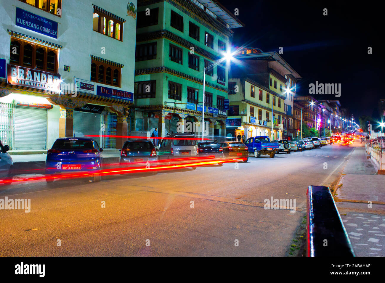 Thimphu City Night View Stock Photo