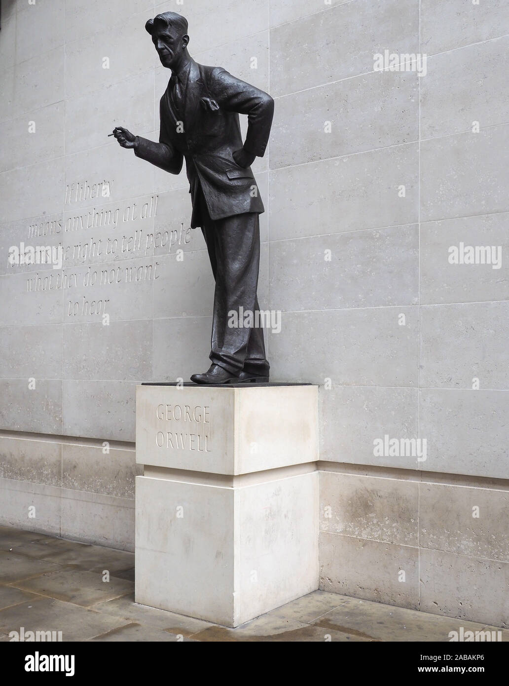 orwell statue bbc broadcasting house hires stock photography