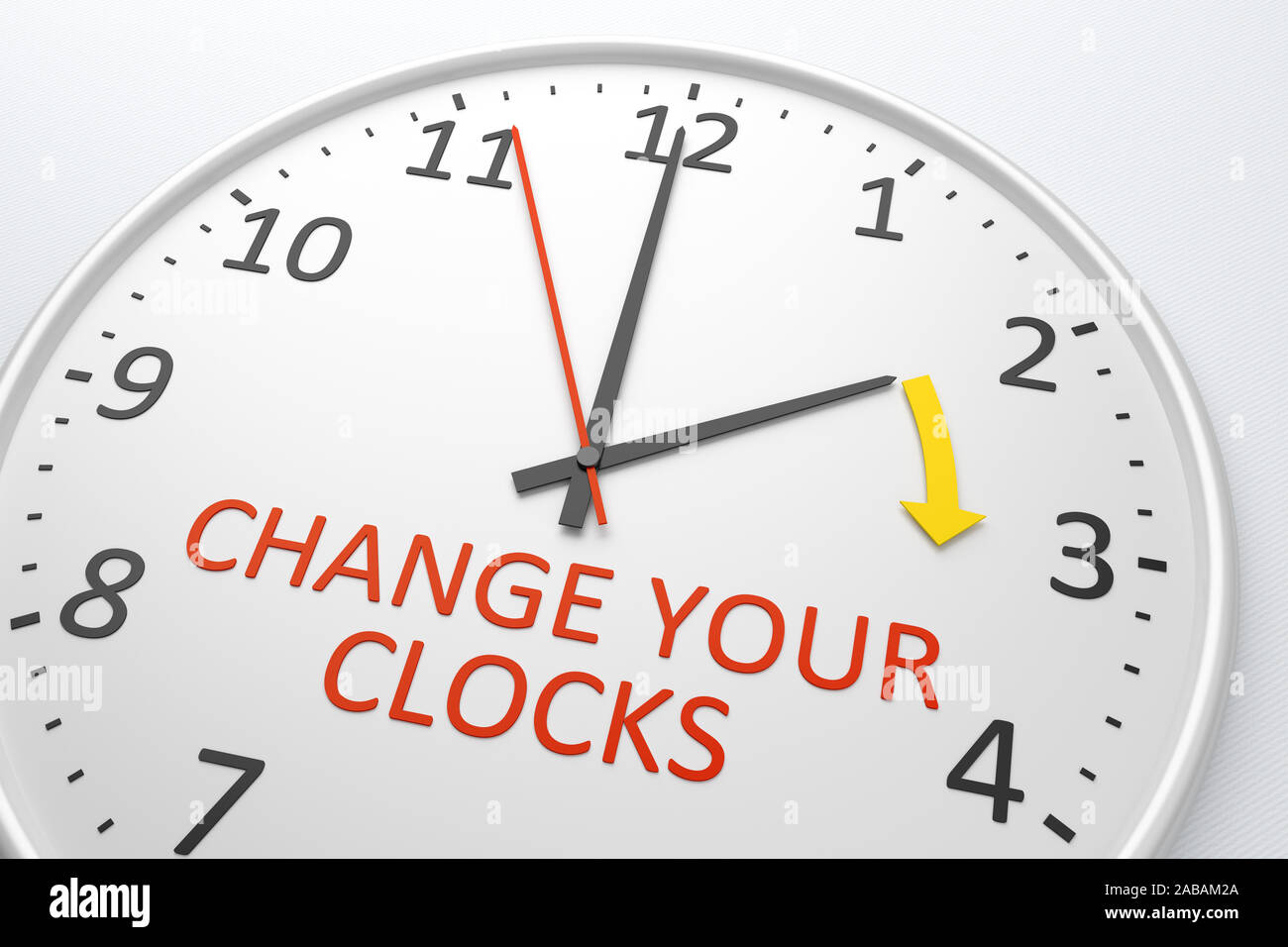 Ein simples Ziffernblatt mit der Aufschrift 'Change Your Clocks' Stock Photo