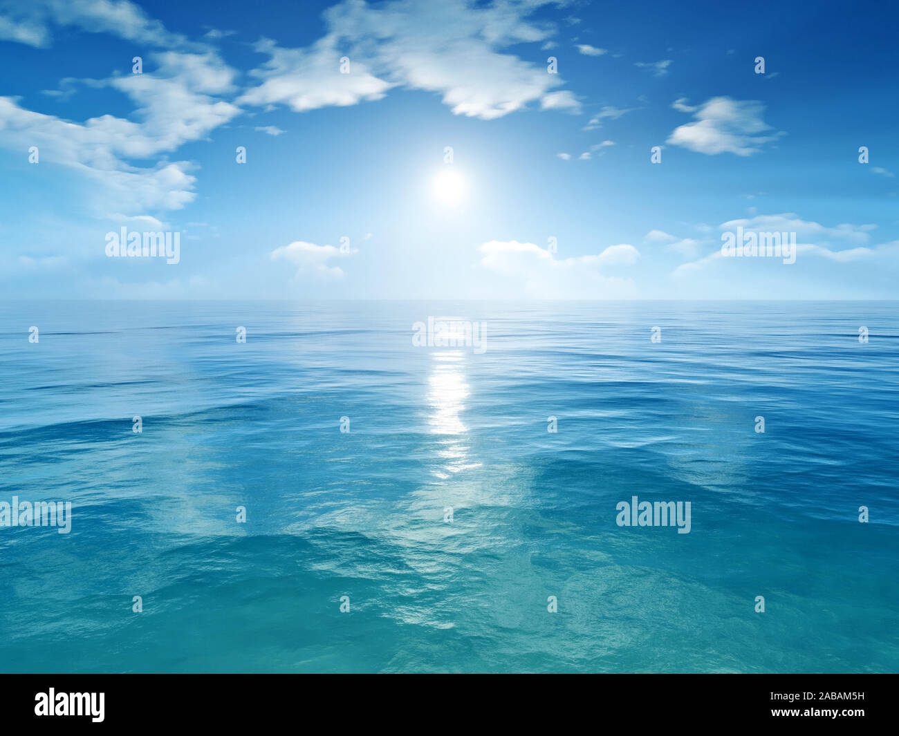 Blauer Himmel ueber dem Ozean Stock Photo