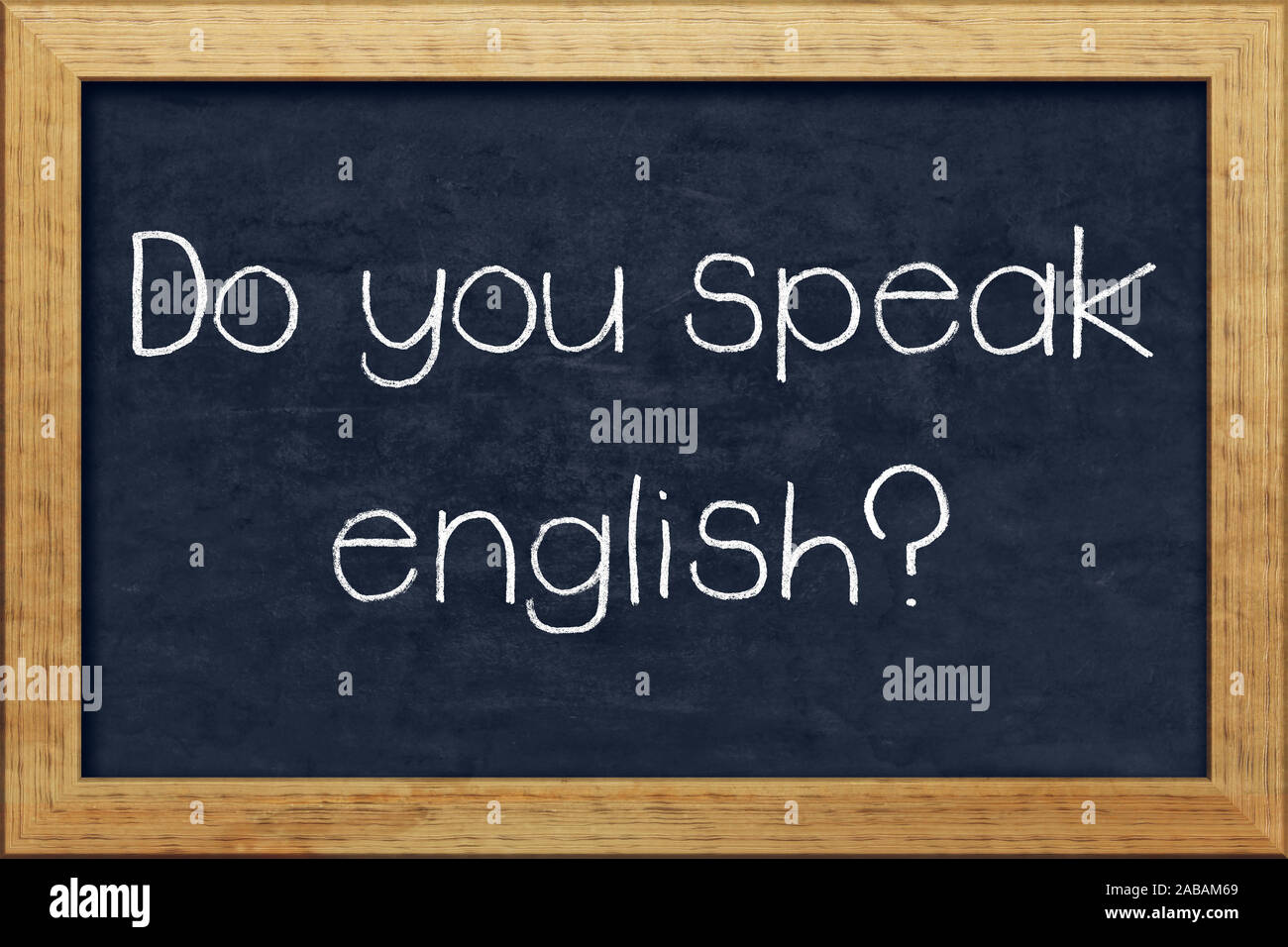 Eine kleine Tafel mit der Aufschrift 'Do you speak english?' Stock Photo
