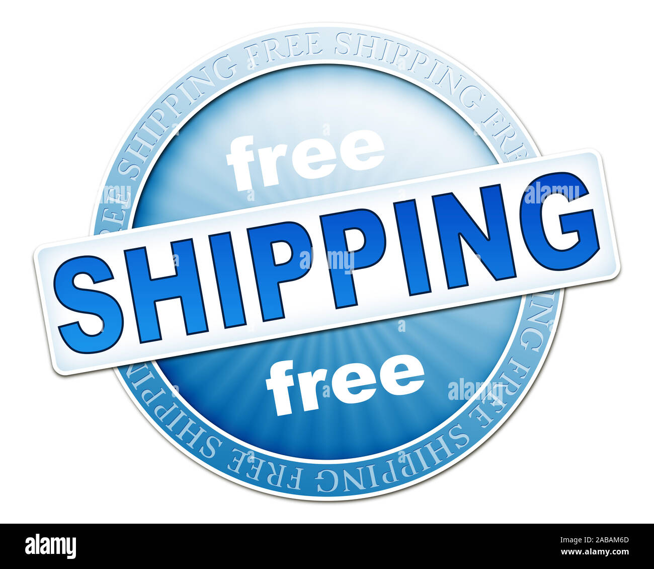 Ein Knopf mit der Aufschrift: 'Shipping free' Stock Photo