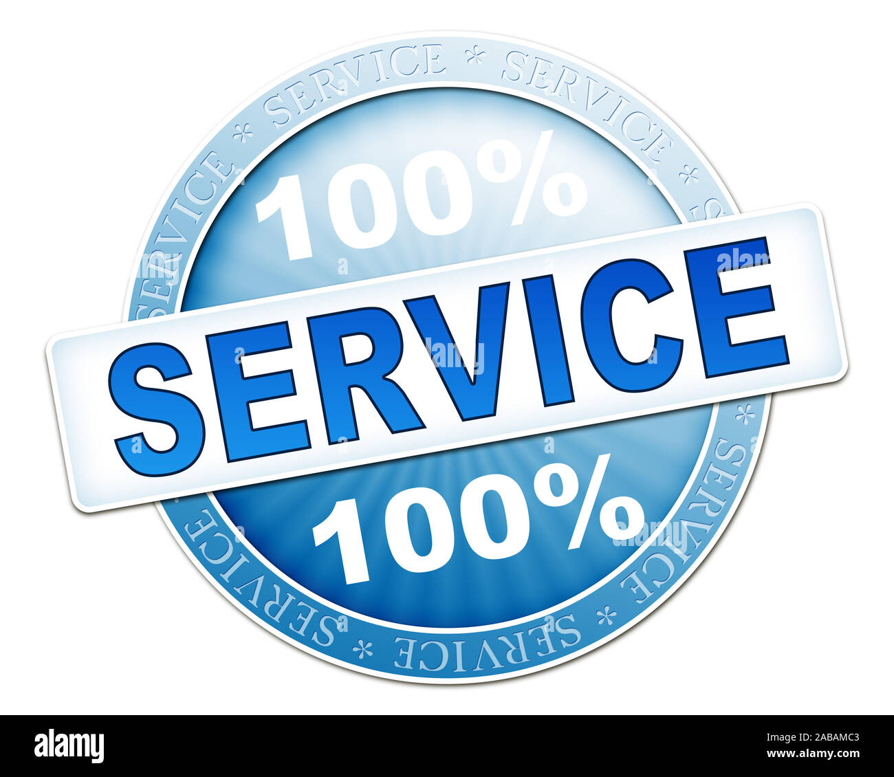 Ein Knopf mit der Aufschrift: '100 Percent Service' Stock Photo