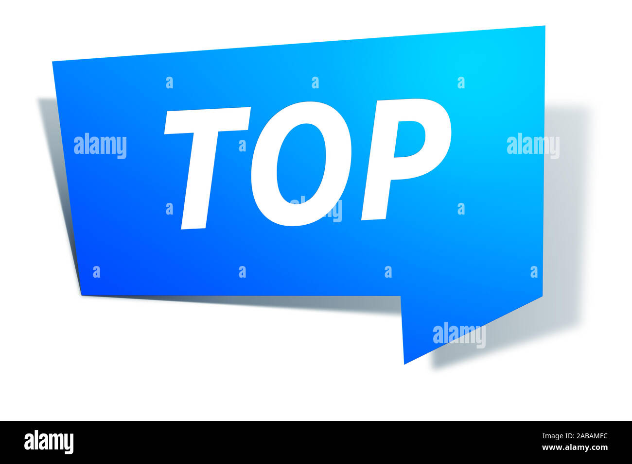 Ein blaues Etikett vor weissem Hintergrund mit der Aufschrift: "TOP" Stock Photo