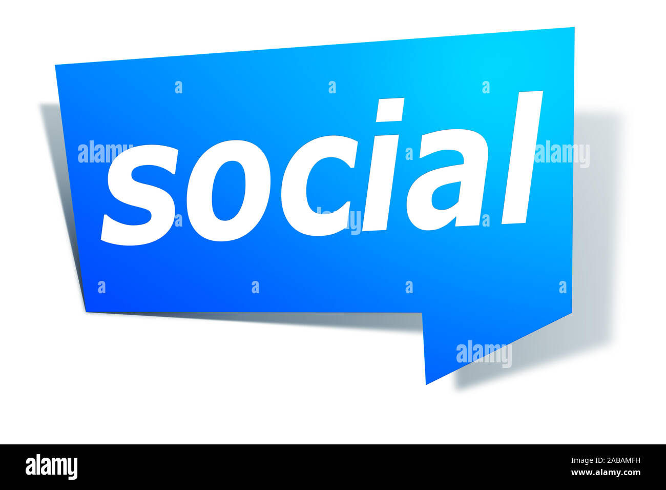 Ein blaues Etikett vor weissem Hintergrund mit der Aufschrift: 'social' Stock Photo