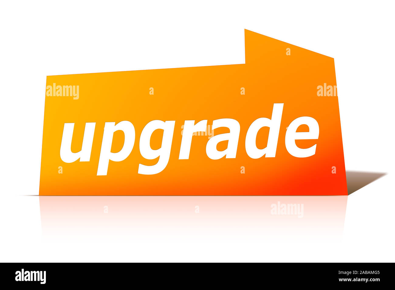 Ein oranges Etikett vor weissem Hintergrund mit der Aufschrift: 'upgrade' Stock Photo