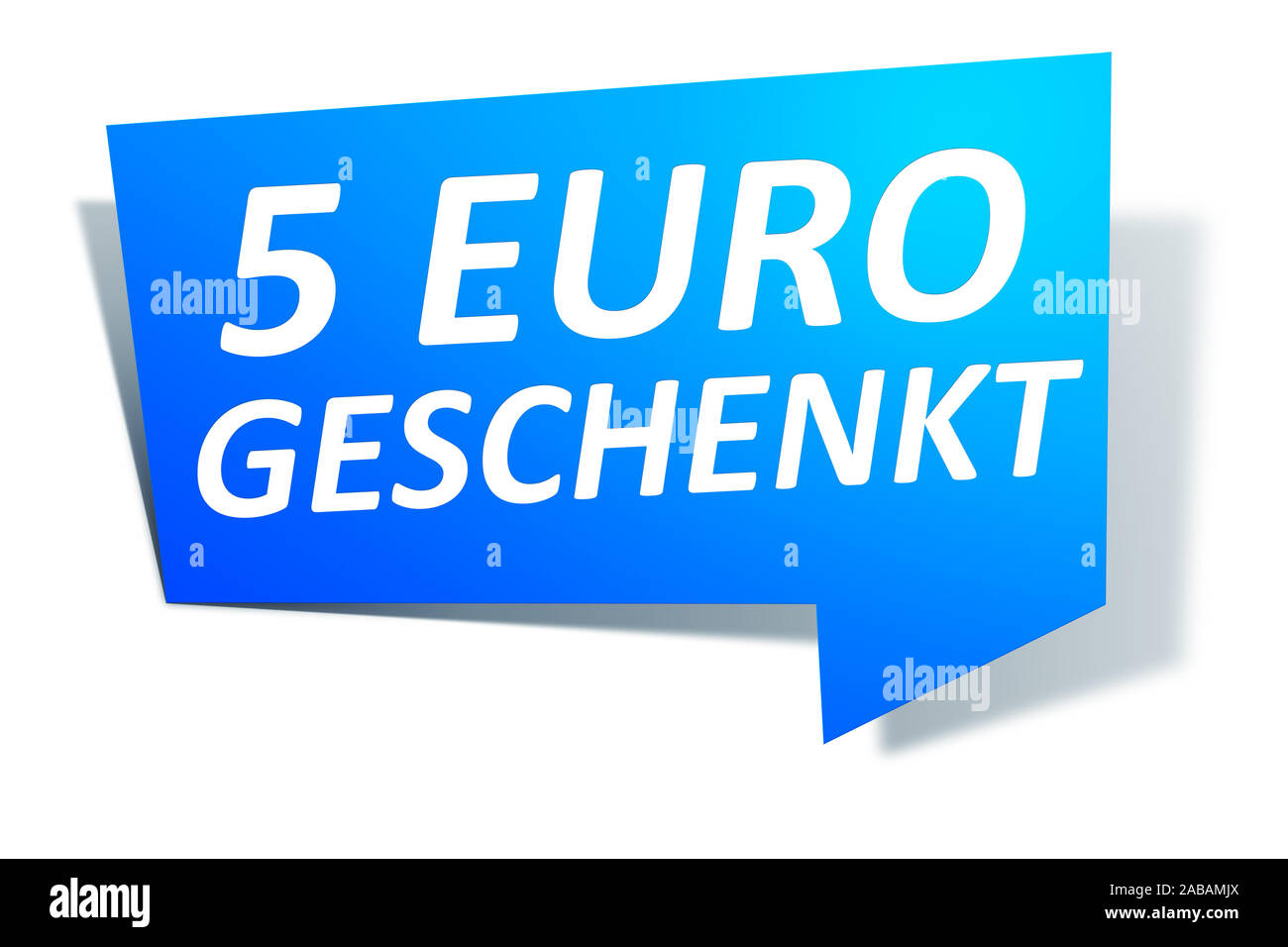 Ein modernes blaues Web Element mit dem Wort 5 Euro geschenkt Stock Photo