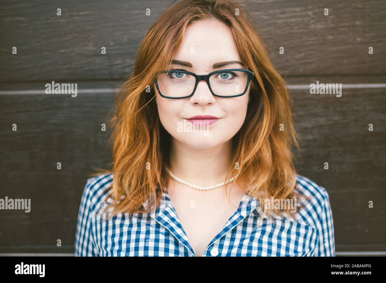 Fashion Summer Dress Woman Female Eye Wear Attractive Redhead Girl Wearing Dress Retro Vintage Style Beauty Woman Wearing Glasses Health And Stock Photo Alamy