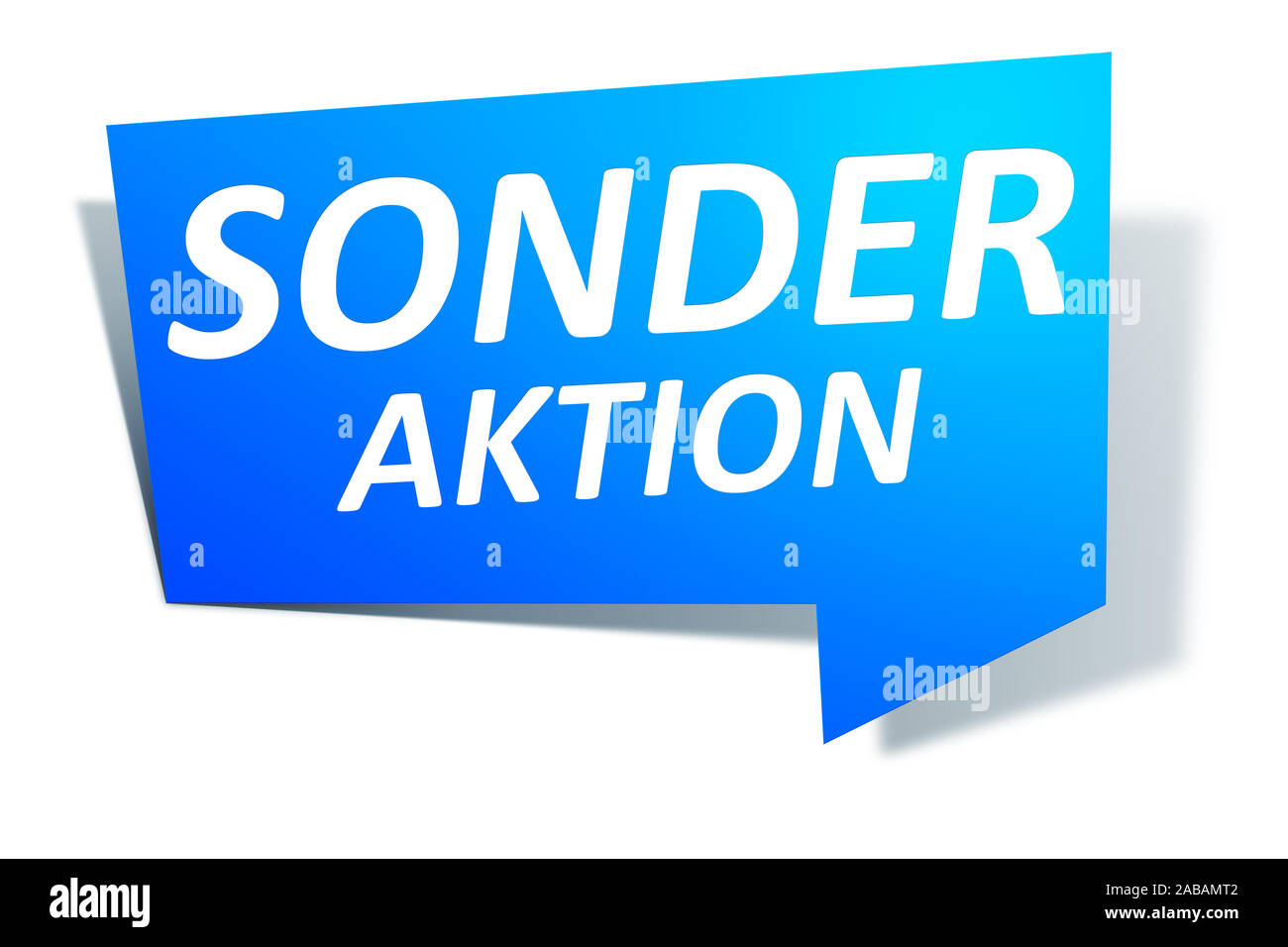 Ein modernes blaues Web Element mit dem Wort Sonder Aktion Stock Photo
