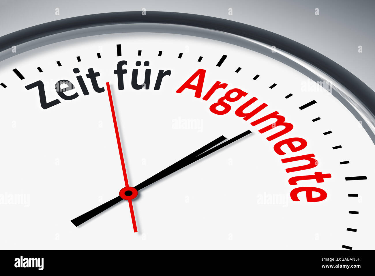 Ein simples Ziffernblatt mit der Aufschrift: 'Zeit fuer Argumente' Stock Photo