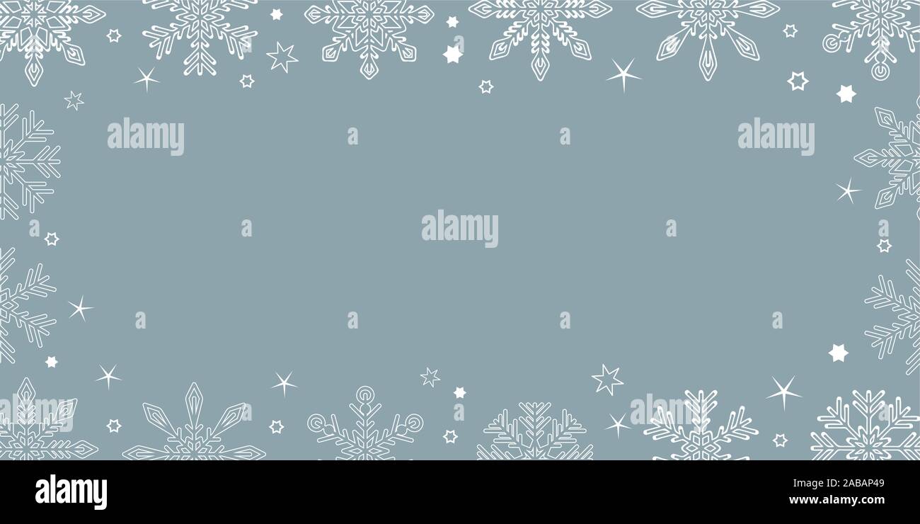 white christmas snowflake border on grey background vector illustration EPS10 Stock Vector