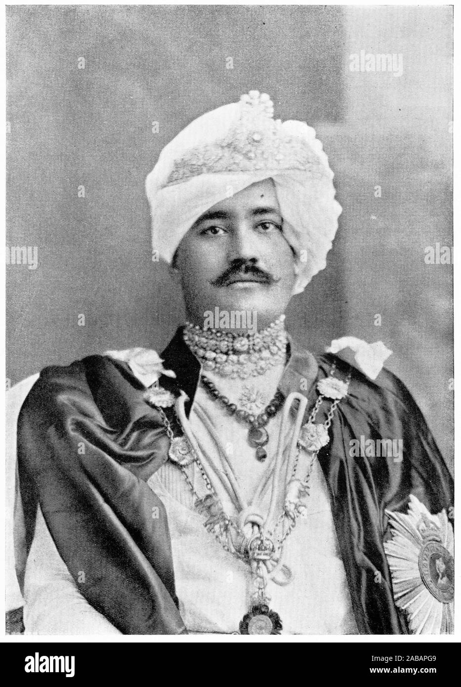Halftone portrait of Maharaja Nripendra Narayan GCSI (1862 – 1911) Maharaja of the princely state of Koch Bihar, India, from 1863 till 1911 Stock Photo
