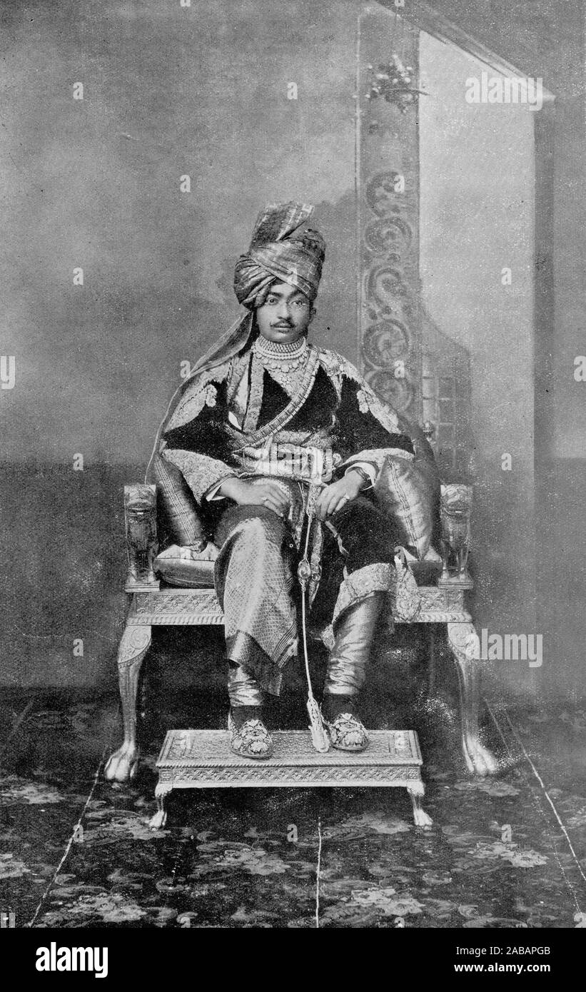 Halftone portrait of Thakore Saheb Shri Hamirsinhji Suraji (1918-1938), 13th Thakore Saheb of Virpur, India Stock Photo