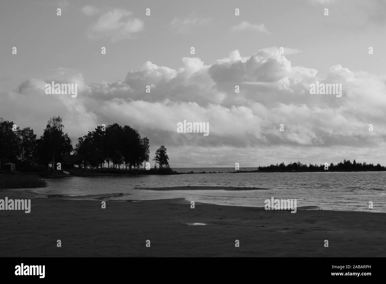 Landscape in Vita Sannar, Sweden. Shore of lake Vanern on a summer afternoon. Stock Photo