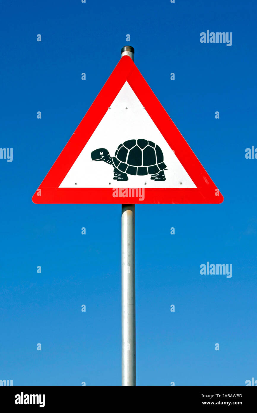 Verkehrsschild - Achtung Schildkröten - Afrika Stock Photo