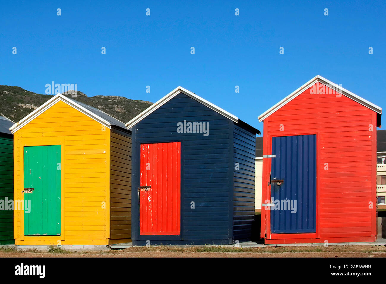Strandhuetten, Umkleidekabinen, Kapstadt, Suedafrika, Stock Photo