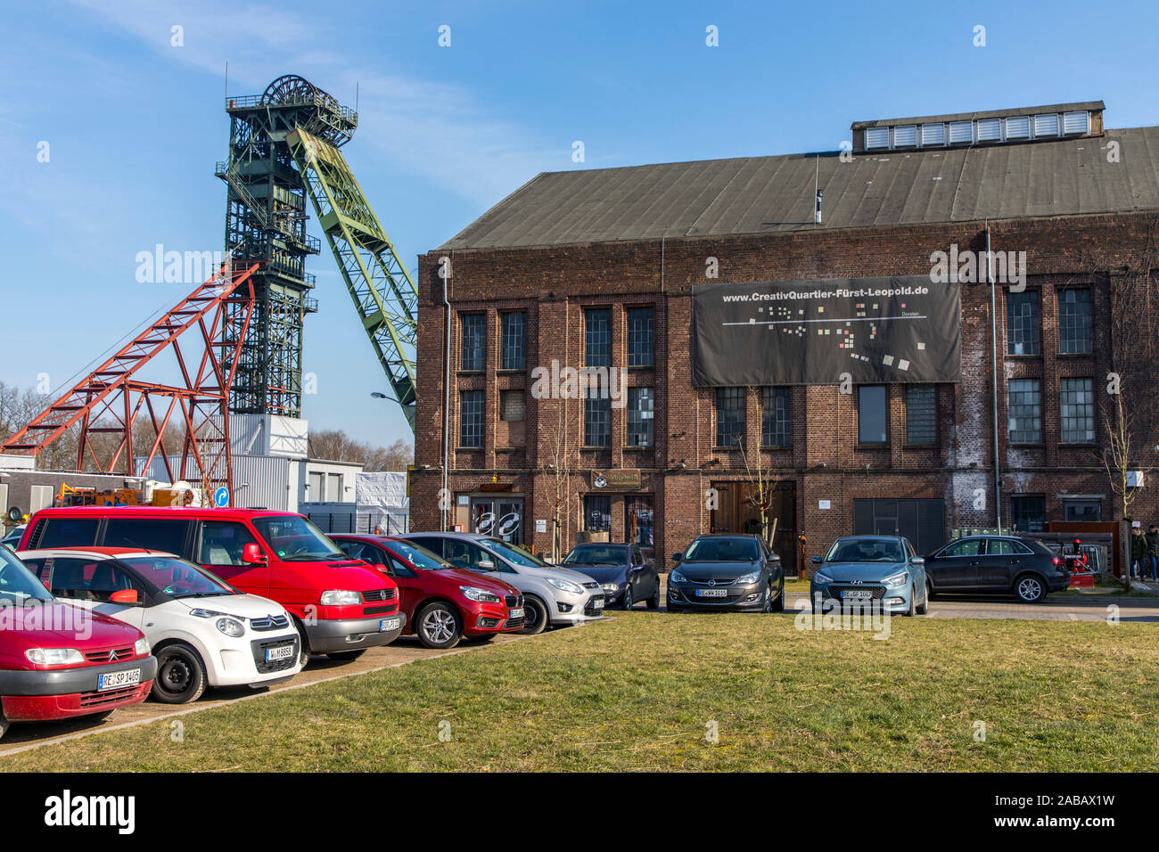 Pit frame of shaft 2, the former colliery sovereign Leopold, in Dorsten, today a mixture of culture and tissue use, Stock Photo