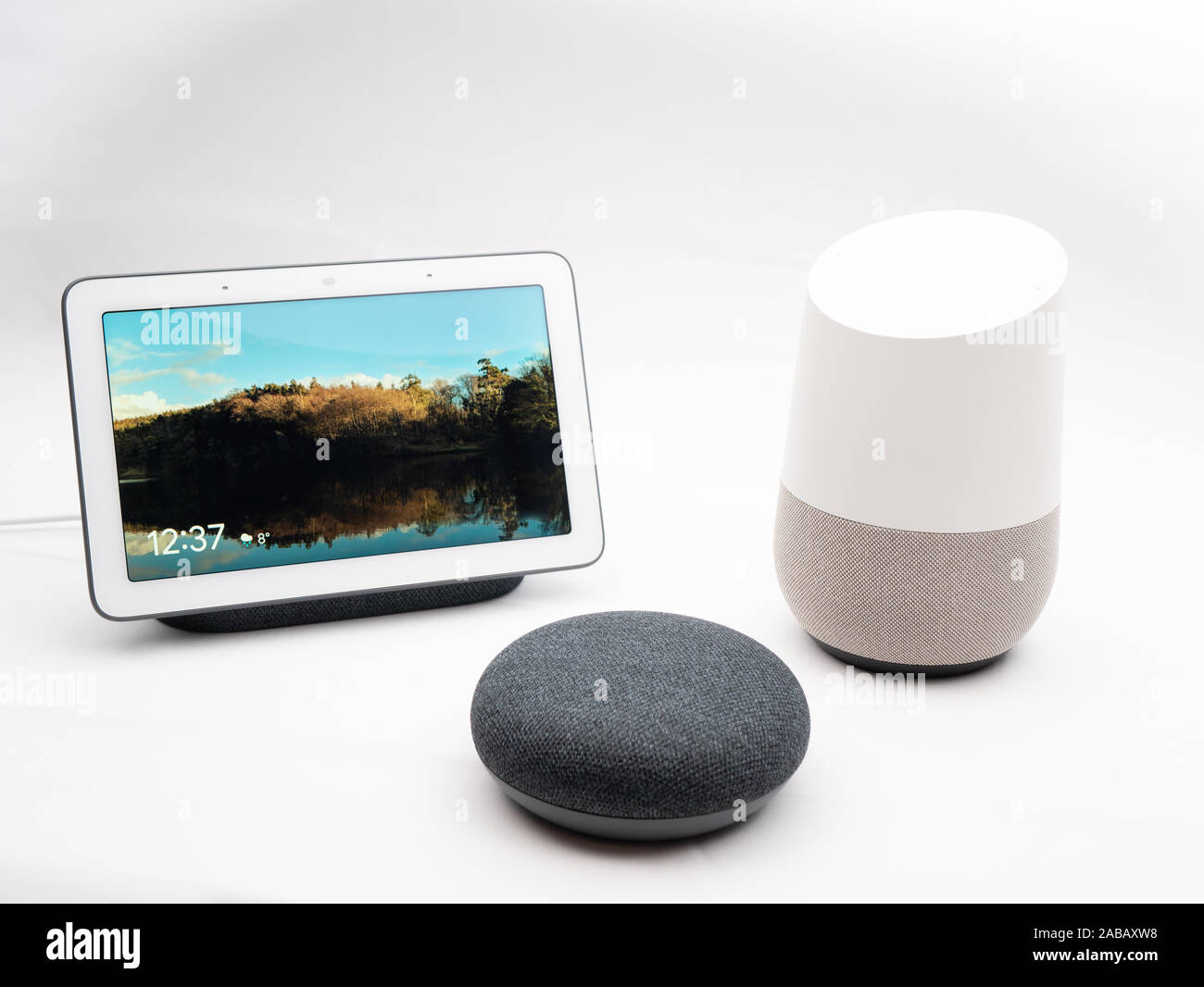 Nov 2019, UK - Google Home with unopened box on white, brand new Stock  Photo - Alamy