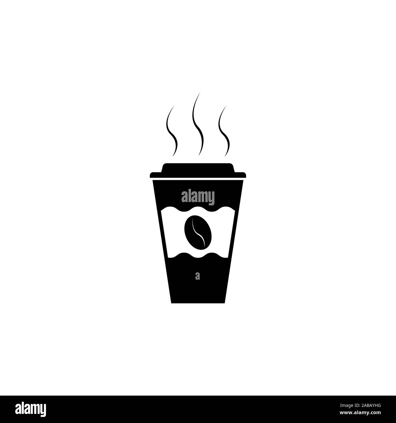 Disposable cup, coffee icon with coffee bean. vector Stock Vector Image