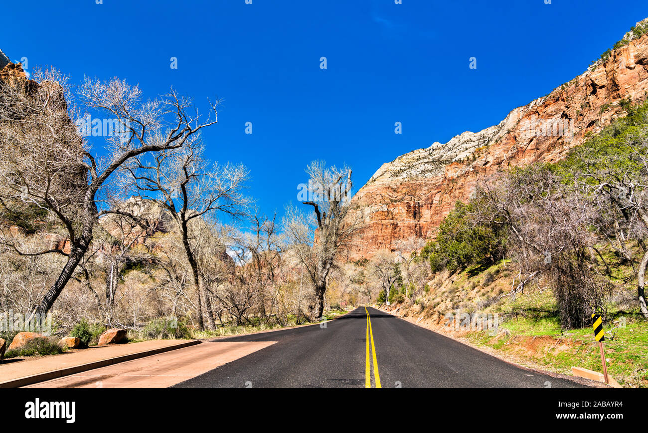 Zion Canyon Scenic Drive in Zion National Park Stock Photo