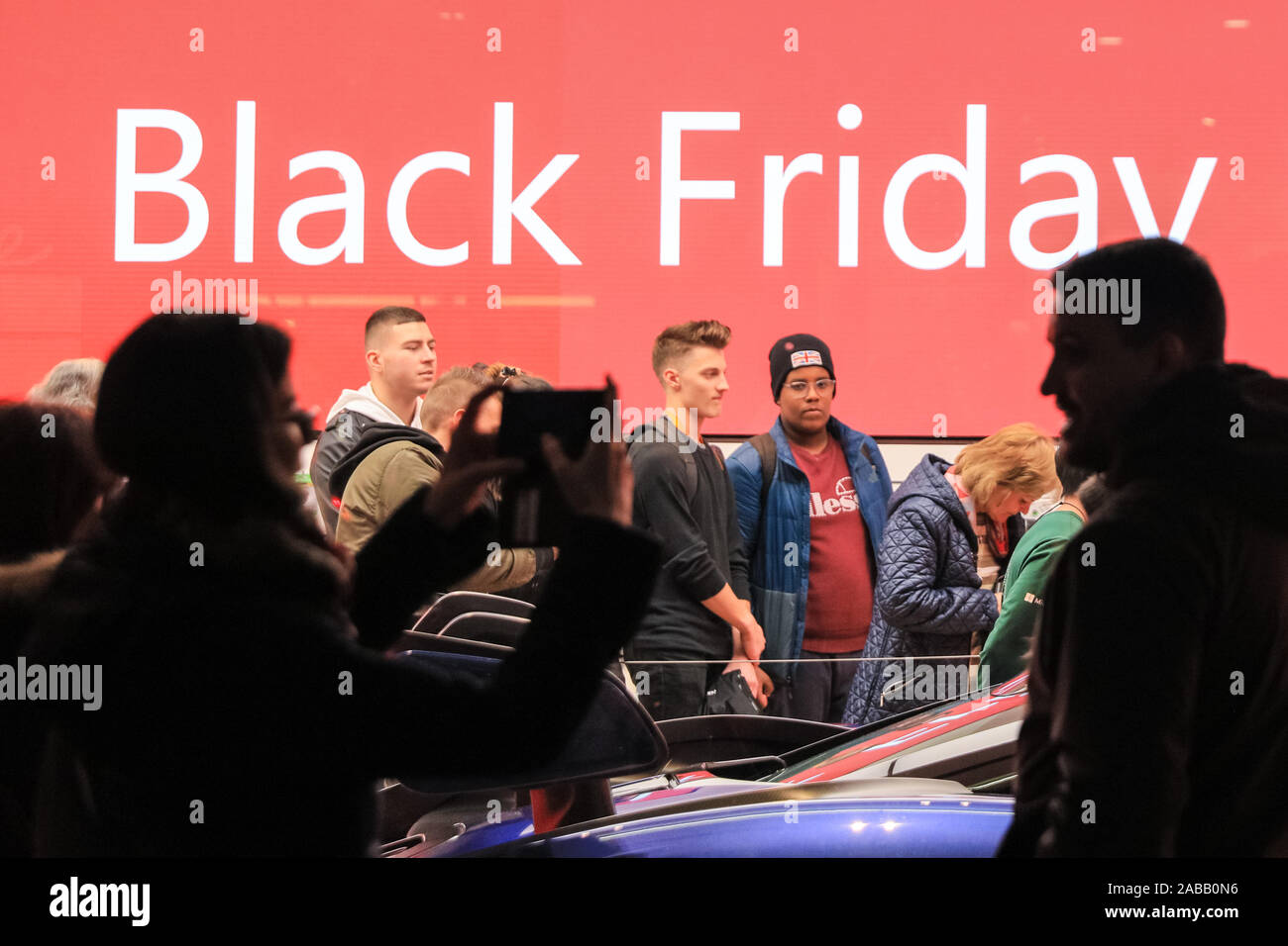 London, UK. 26th Nov, 2019. Special Black Friday Deals are advertised throughout central London, as retailers hope for a bumper sales day. Credit: Imageplotter/Alamy Live News Stock Photo