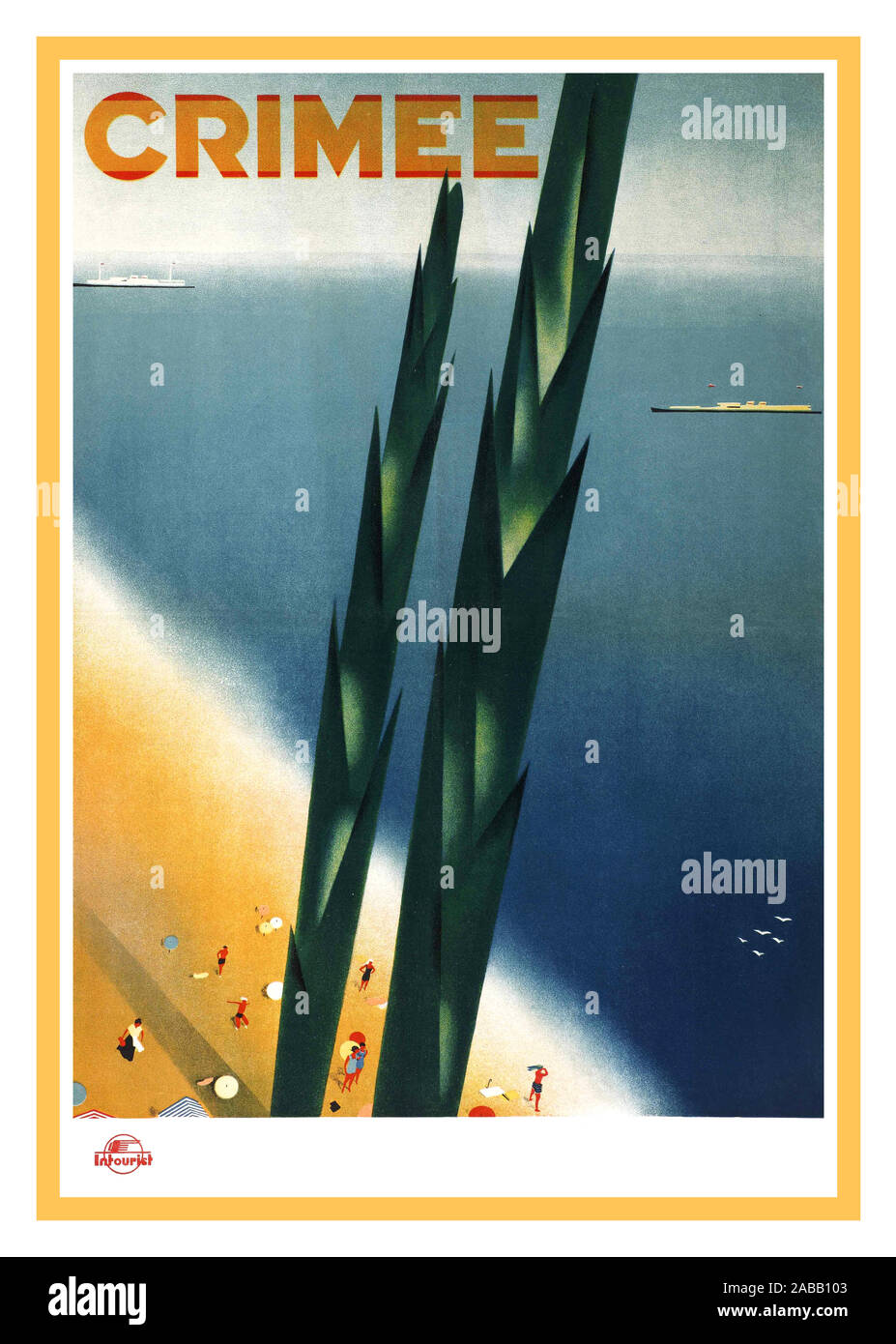 CRIMEA TAVEL POSTER Vintage 1920's/ 30's retro travel poster promoting holidays in Crimea (CRIMEE) Stock Photo