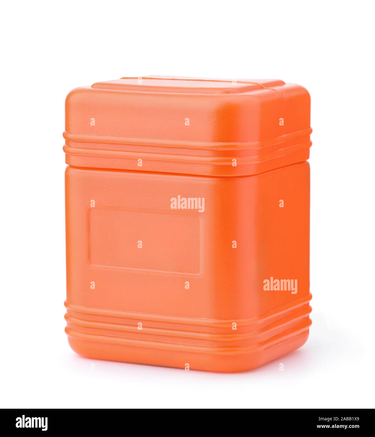 Blank orange plastic container isolated on white Stock Photo