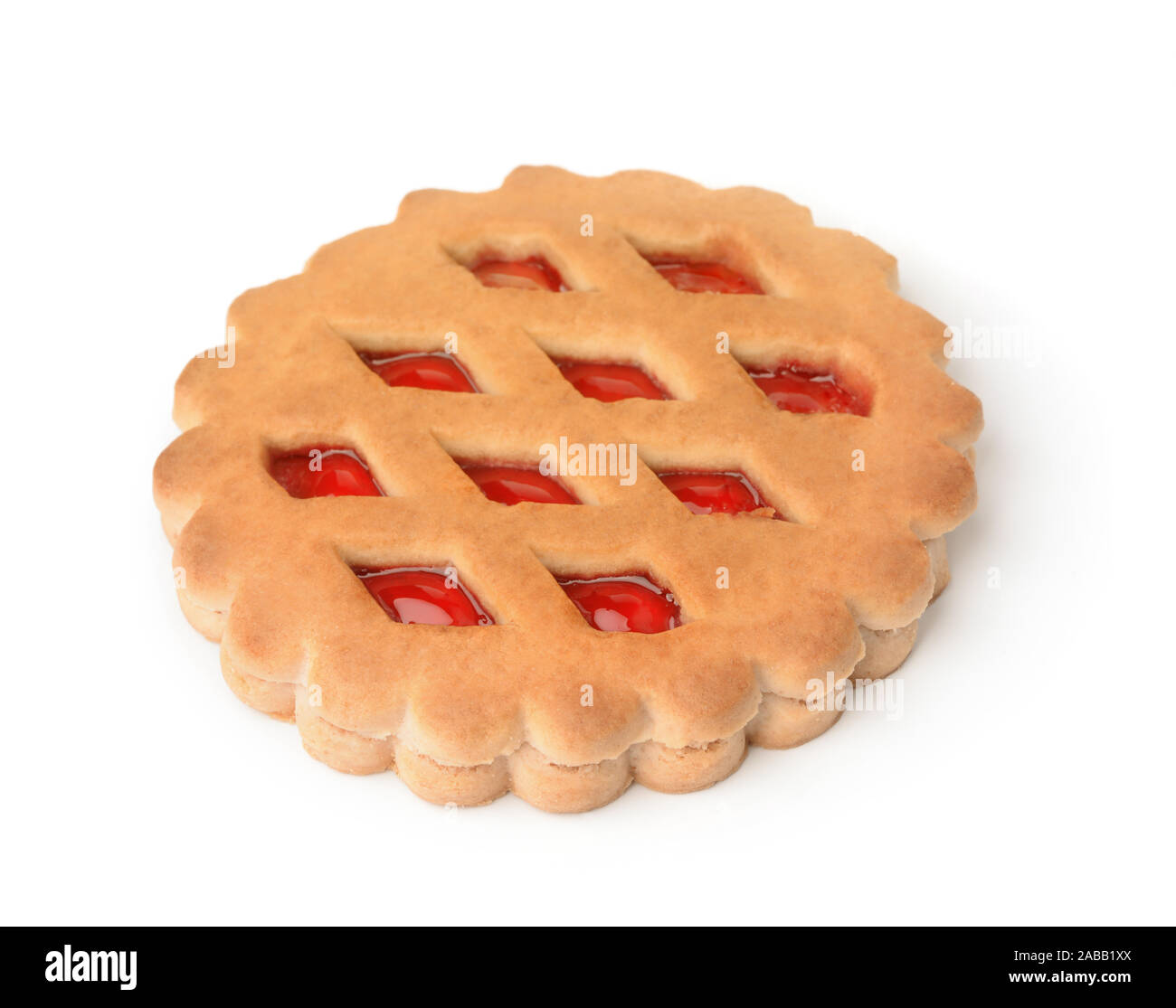 Jam filled cookie isolated on white Stock Photo