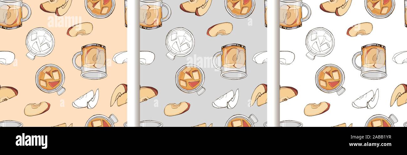 Vector illustration. Hand drawn seamless pattern with hot winter drinks ...