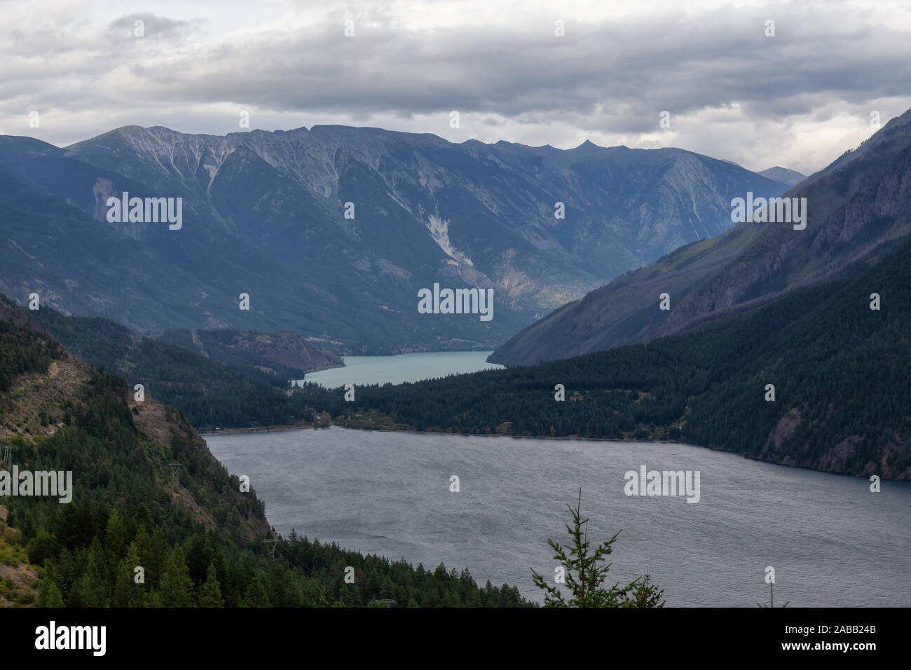 Aerial View of a small remote town, Seton Portage, between Anderson and Seton Lake. Located near