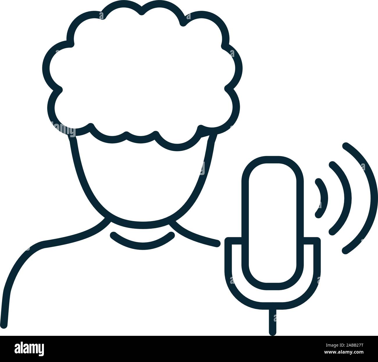 talking man with microphone line style vector illustration design Stock ...