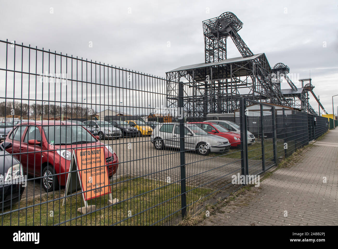 Industrial estate, on the site of the former Radbod colliery, car dealer, Hamm, Stock Photo