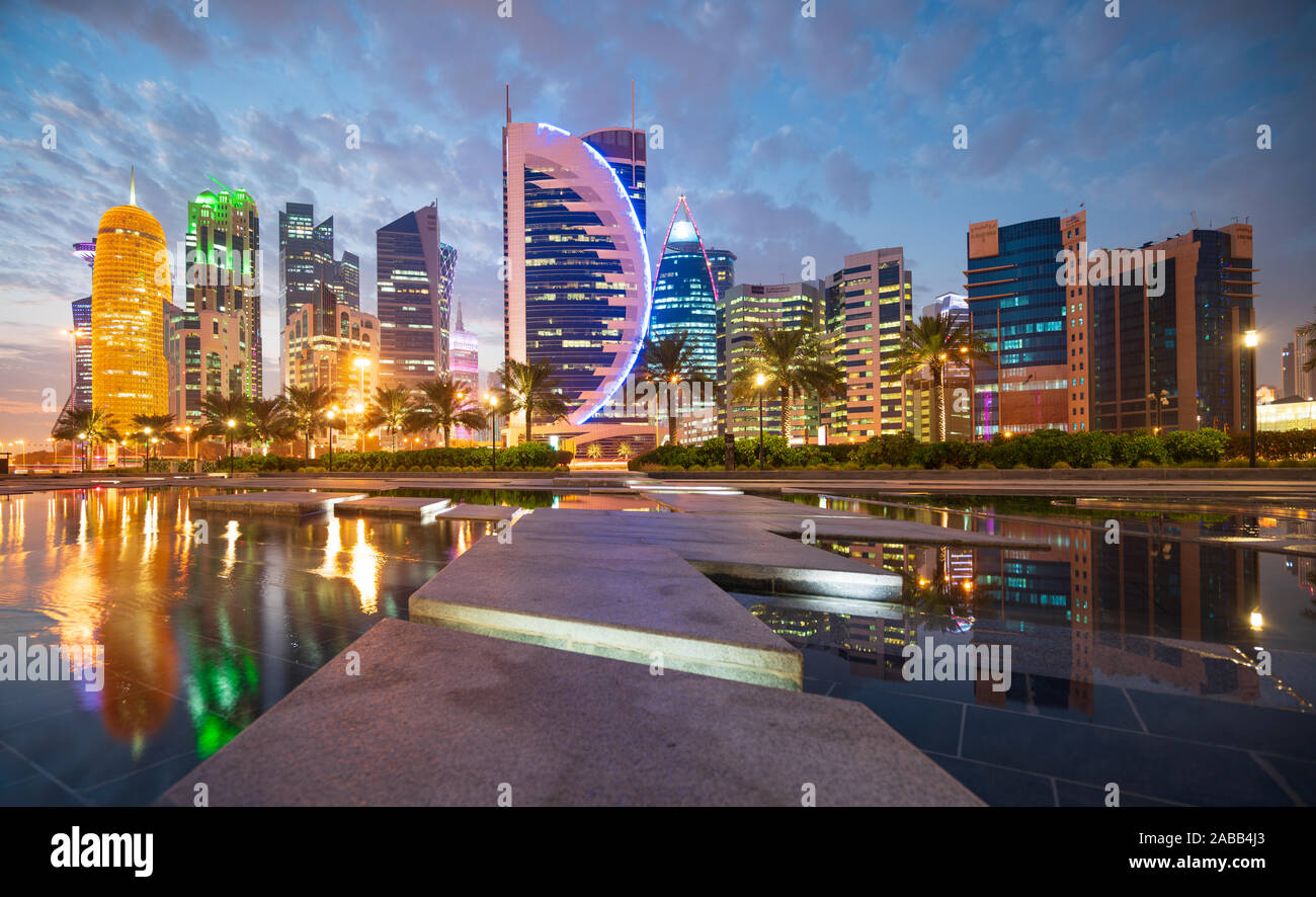 Evening Skyline View Of West Bay Business District In Doha Qatar Stock Photo Alamy Evening Skyline View Of West Bay Business District In Doha Qatar Stock Photo Alamy