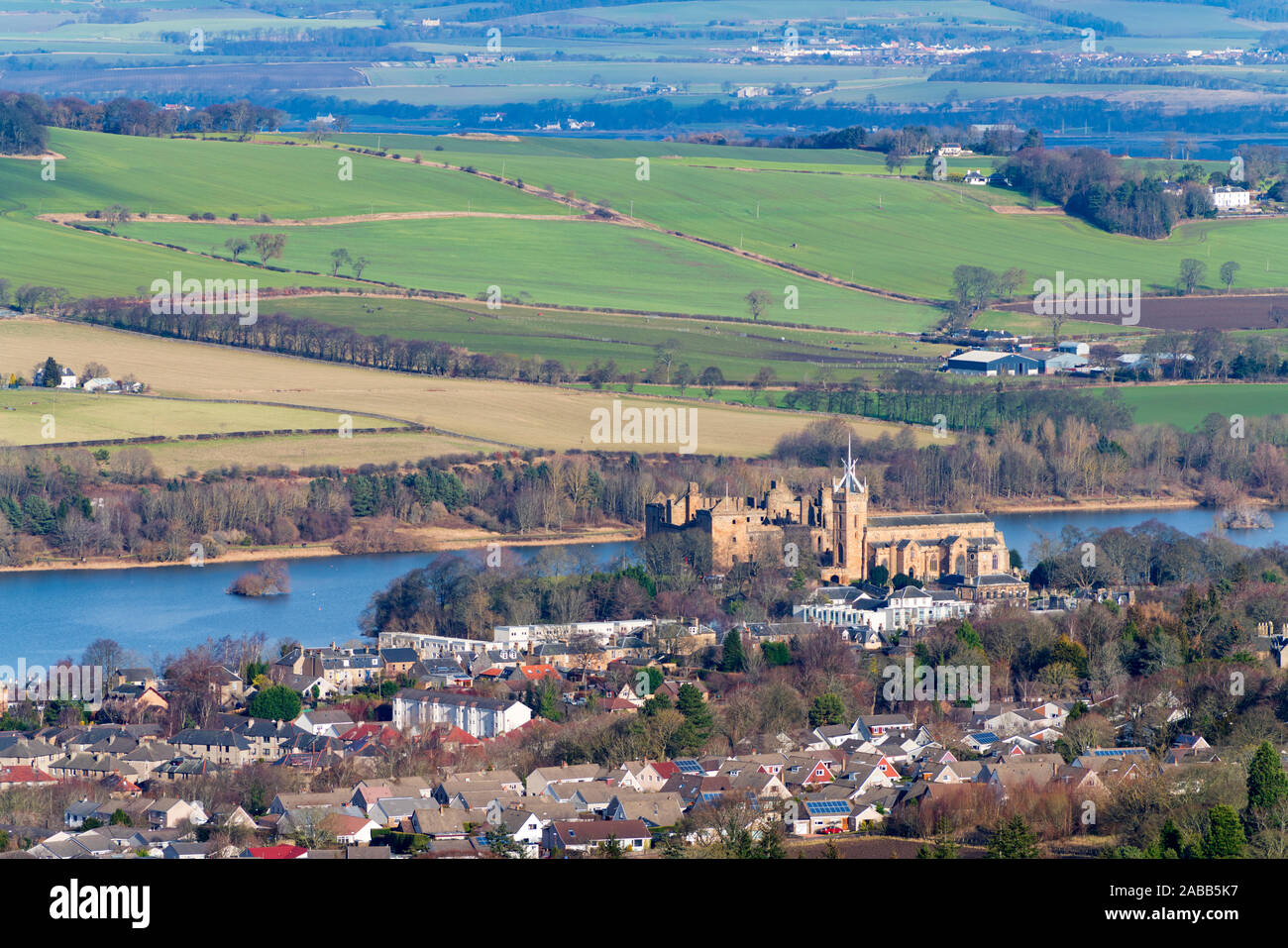 Linlithgow Palace and town of Linlithgow in West Lothian, Scotland, UK Stock Photo