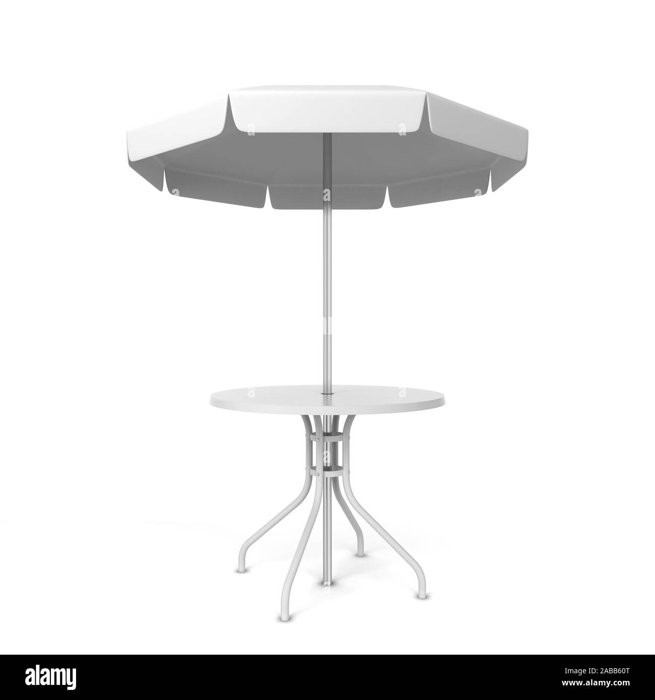 Garden umbrella with table. 3d illustration isolated on white background Stock Photo