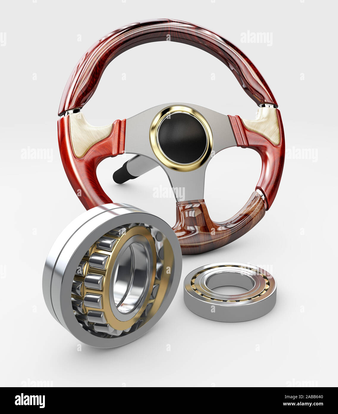 3d rendering of Steering wheel, isolated on the white background Stock ...