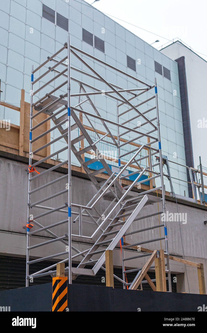 Scaffolding Stairs at Construction Site Safety Equipment Stock Photo