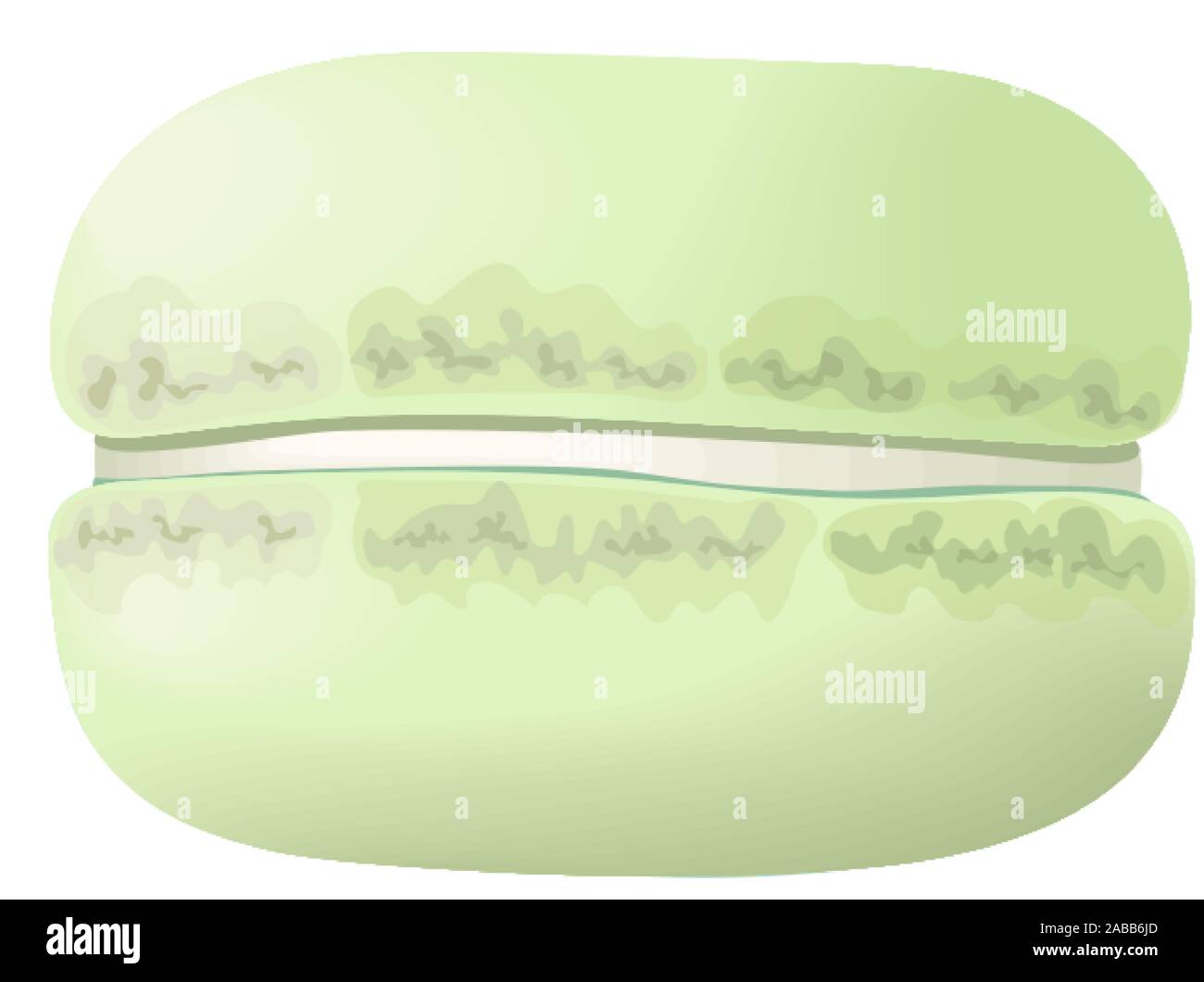 Cute green macaroon. Cake macaron with cream. Vector illustration. Culinary, pastry, Stock Vector